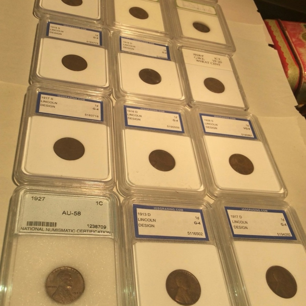 Scarce Early Years 1909 to 1931 Wheat Pennies Collection- Graded & Certified